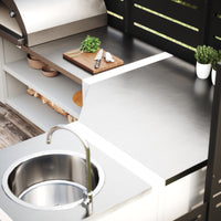 UMAMI ensemble cuisine extérieure, module évier, module d’angle, module 3, blanc / inox