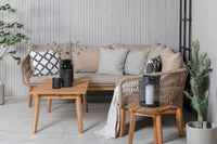 Chania hjørnesofa med sofabord - latte/akacie