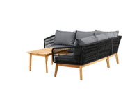 Chania hjørnesofa med sofabord - sort/akacie