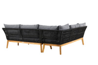 Chania hjørnesofa med sofabord - sort/akacie