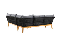 Chania hjørnesofa med sofabord - sort/akacie