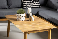 Chania hjørnesofa med sofabord - sort/akacie