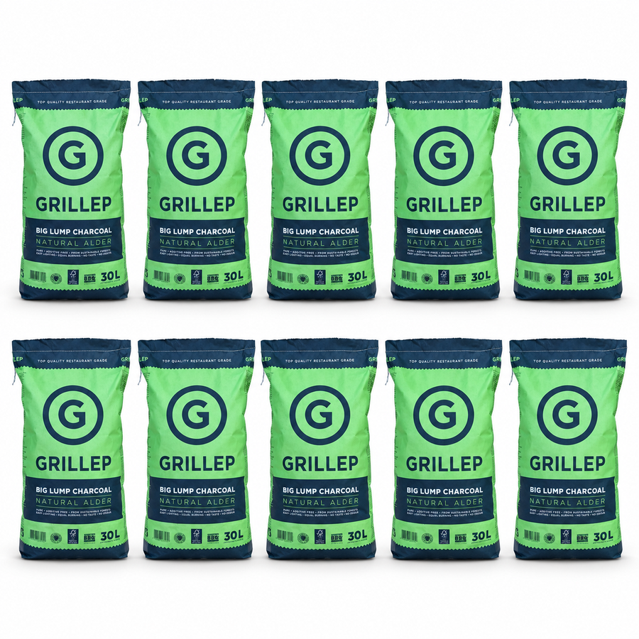 GRILLEP Premium grillkol av al – 10 × 30 liter