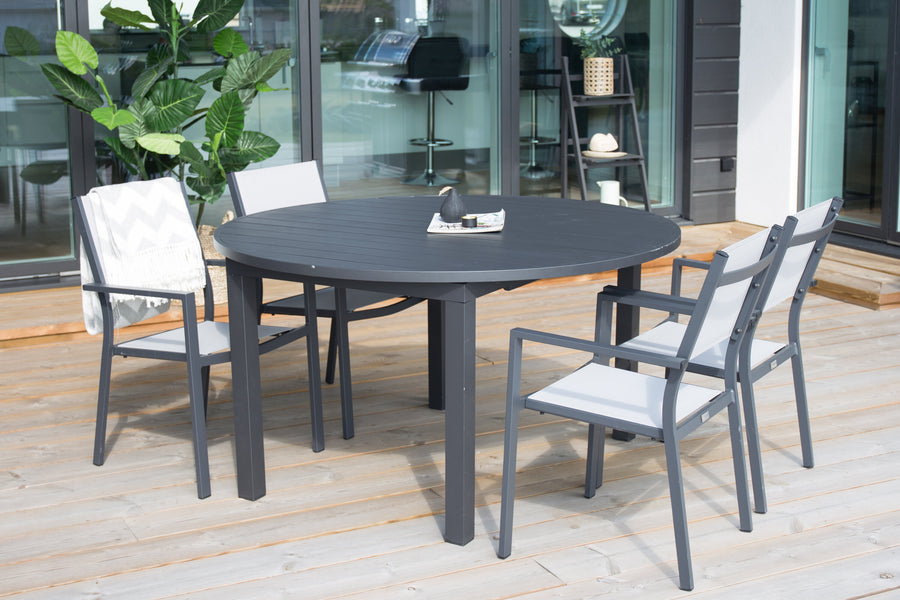 Ensemble de repas rond Marbella avec chaises Copacabana 