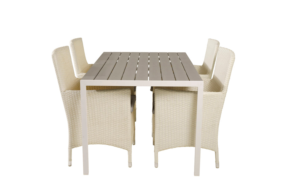 Ensemble repas rectangulaire Break avec chaise à accoudoirs Malin 