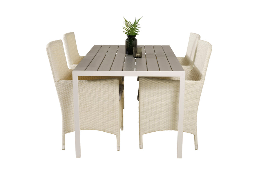 Ensemble repas rectangulaire Break avec chaise à accoudoirs Malin 