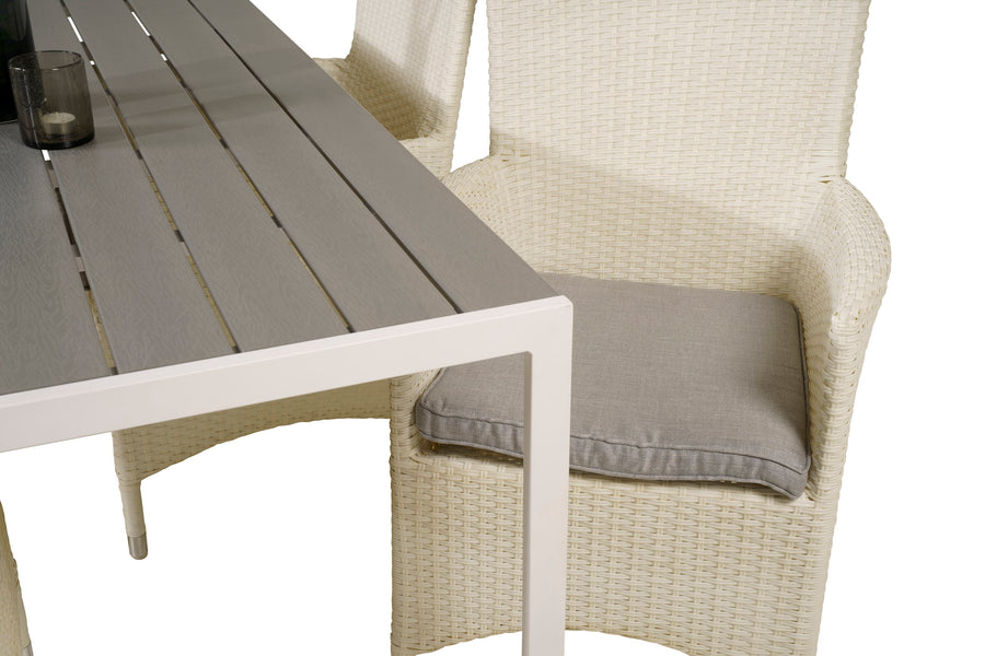 Ensemble repas rectangulaire Break avec chaise à accoudoirs Malin 
