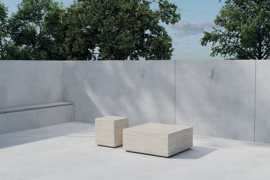 Lissabon Side Table 40x40x45 cm + Lissabon Side Table 80x80x35 cm - Beige