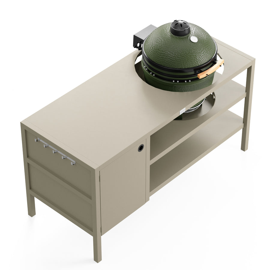 UMAMI Utekjøkken Modul 3 for kamado + Kamado SUMO Midi, beige/grønn