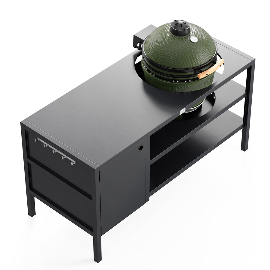 UMAMI Udekøkken Modul 3 til kamado + Kamado SUMO Midi, sort/grøn