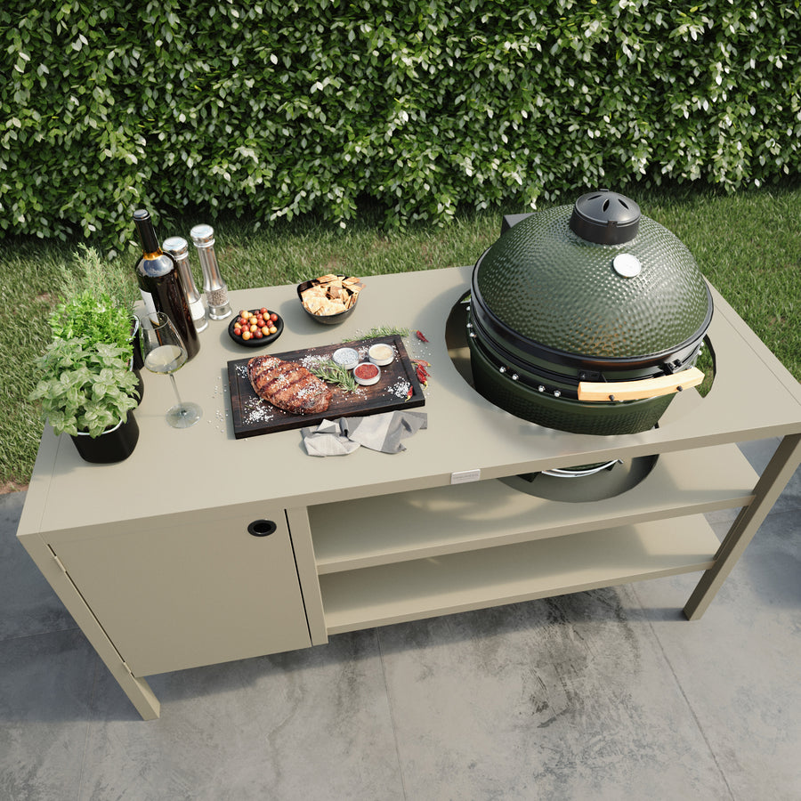 UMAMI Udekøkken Modul 3 til kamado + Kamado SUMO Midi, beige/grøn