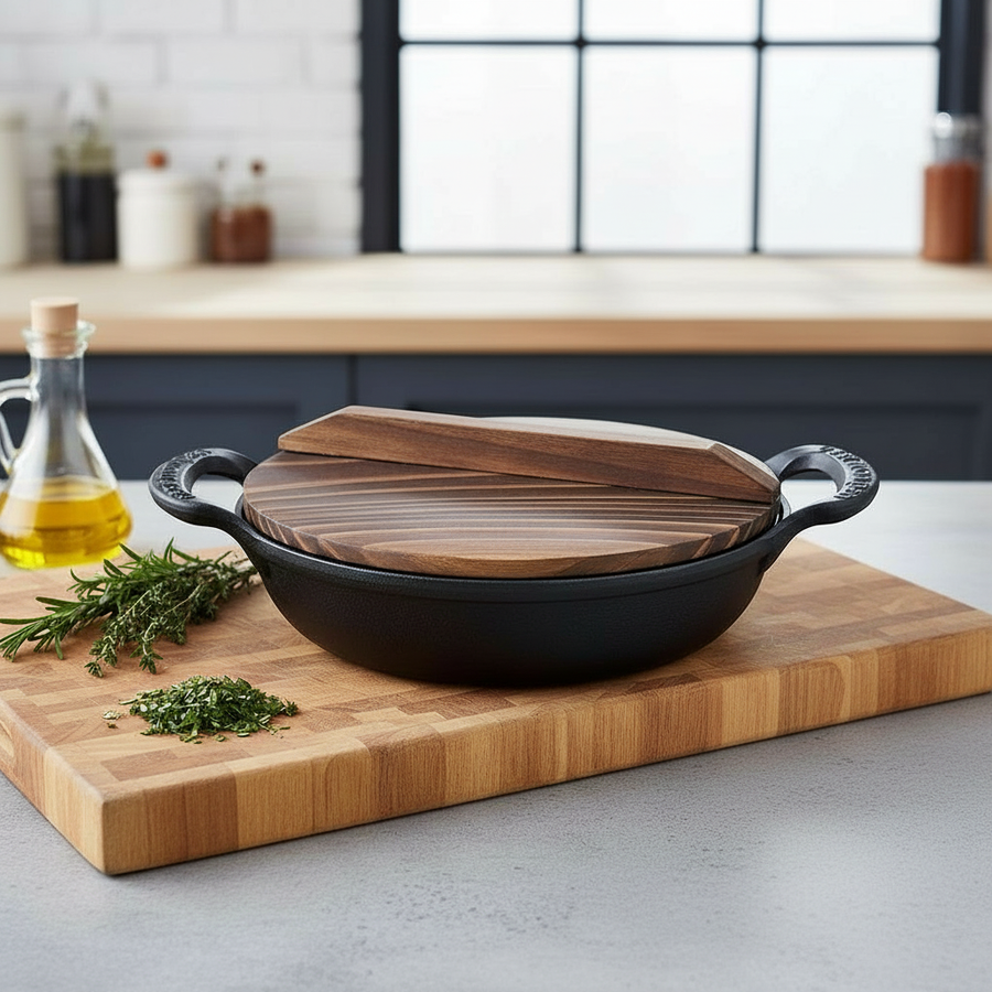 Gjutjärnsgryta Ø 36 cm med trälock