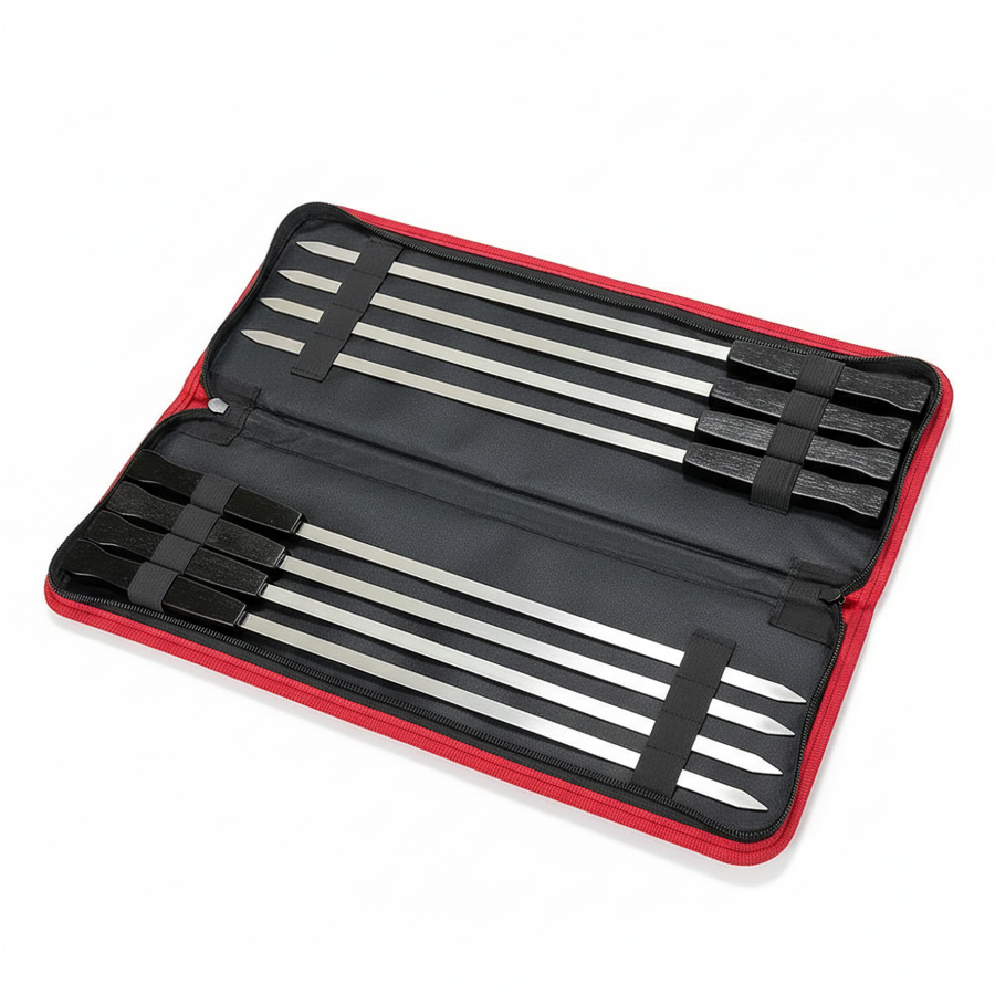 Grillspett 8-pack breda med väska