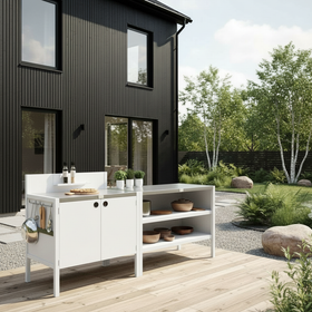 Specialpris UMAMI udendørs køkken modul 1 + 2 inkl. overtræk, hvid/rustfri