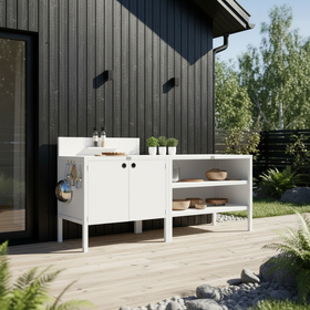 Specialpris UMAMI udendørs køkken modul 1 + 2 inkl. overtræk, hvid