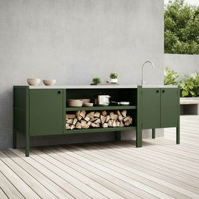 UMAMI utekökspaket, vaskmodul samt modul 3, grön / rostfri