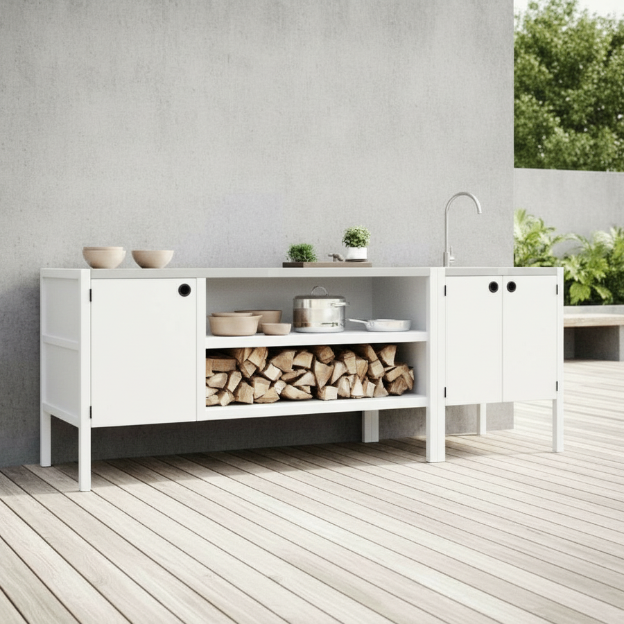 UMAMI utekökspaket, vaskmodul samt modul 3, vit / rostfri