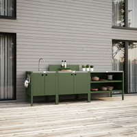 UMAMI utekjøkkenpakke, vaskemodul, modul 1 og modul 2, grønn / rustfritt stål