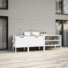 UMAMI utekökspaket, vaskmodul, modul 1 och modul 2, vit / rostfri