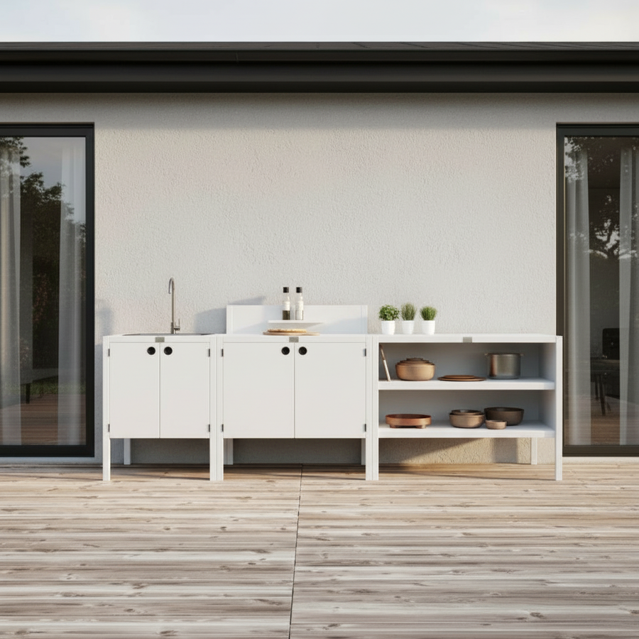 UMAMI udendørs køkkenpakke, vaskemodul, modul 1 og modul 2, hvid