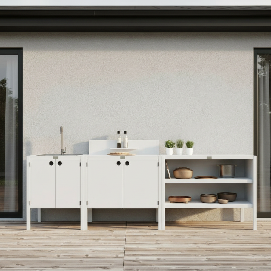 UMAMI udendørs køkkenpakke, vaskemodul, modul 1 og modul 2, hvid