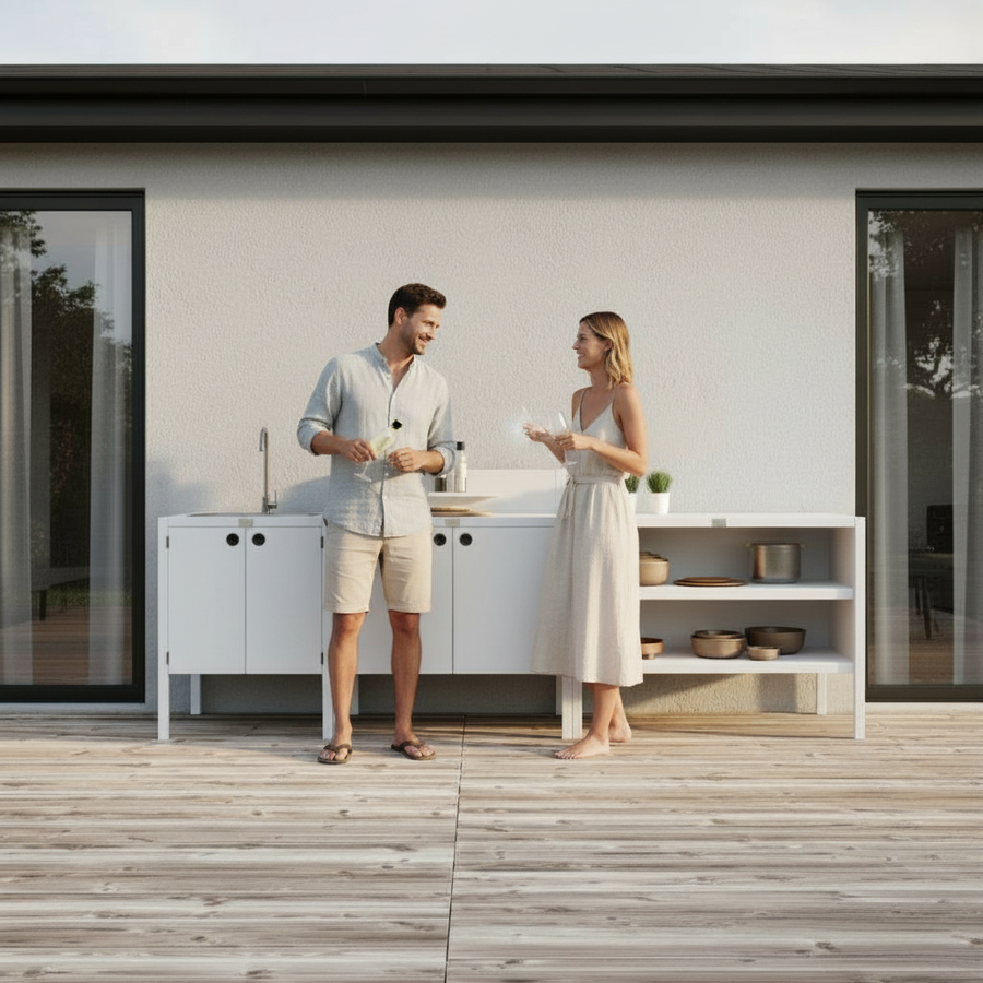 UMAMI udendørs køkkenpakke, vaskemodul, modul 1 og modul 2, hvid