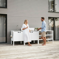 UMAMI ensemble cuisine extérieure, module évier, module 1 et module 2, blanc / inox