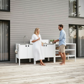 UMAMI utekökspaket, vaskmodul, modul 1 och modul 2, vit / rostfri