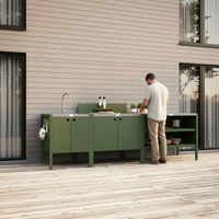 UMAMI utekjøkkenpakke, vaskemodul, modul 1 og modul 2, grønn / rustfritt stål