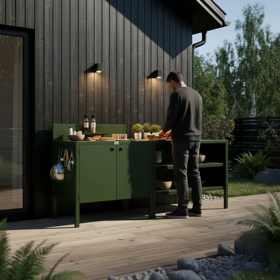 Prix spécial UMAMI cuisine extérieure module 1 + 2 avec housse, vert