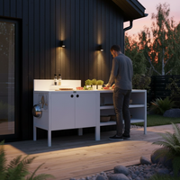 Specialpris UMAMI udendørs køkken modul 1 + 2 inkl. overtræk, hvid