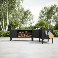 UMAMI utekökspaket, vaskmodul, hörnmodul, modul 3, svart / rostfri