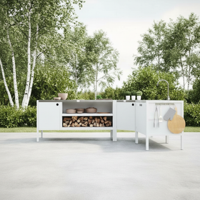 UMAMI utekökspaket, vaskmodul, hörnmodul, modul 3, vit / rostfri