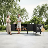 UMAMI utekökspaket, vaskmodul, hörnmodul, modul 3, svart / rostfri