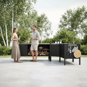 UMAMI utekökspaket, vaskmodul, hörnmodul, modul 3, svart / rostfri