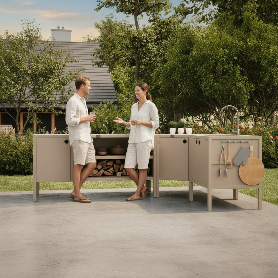 UMAMI utekökspaket, vaskmodul, hörnmodul, modul 3, beige