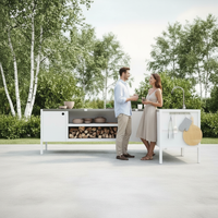 UMAMI ensemble cuisine extérieure, module évier, module d’angle, module 3, blanc / inox