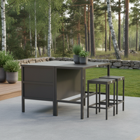 Umami modul 2 med barbord og 2 barstole, sort/rustfrit