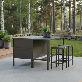 Umami modul 2 med barbord og 2 barstoler, svart/ rustfritt