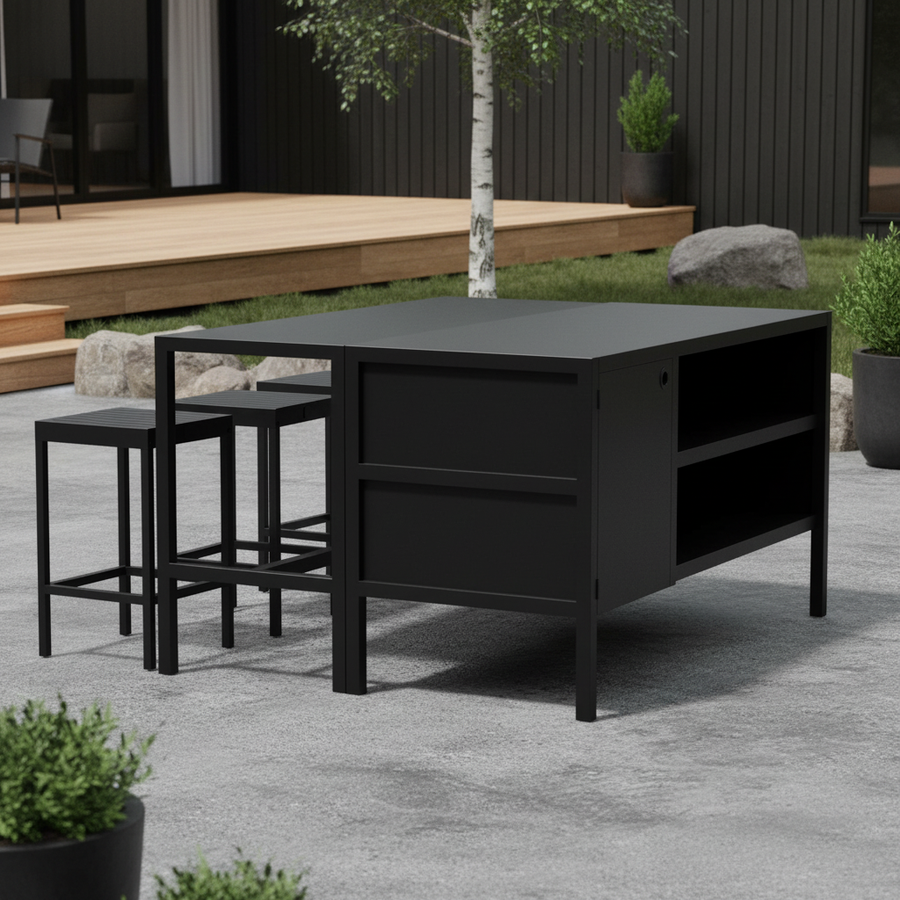Umami modul 3 med barbord og 3 barstole, sort