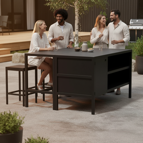 Umami modul 3 med barbord og 3 barstoler, svart