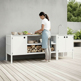 UMAMI utekjøkkenpakke, vaskemodul samt modul 3, hvit / rustfritt