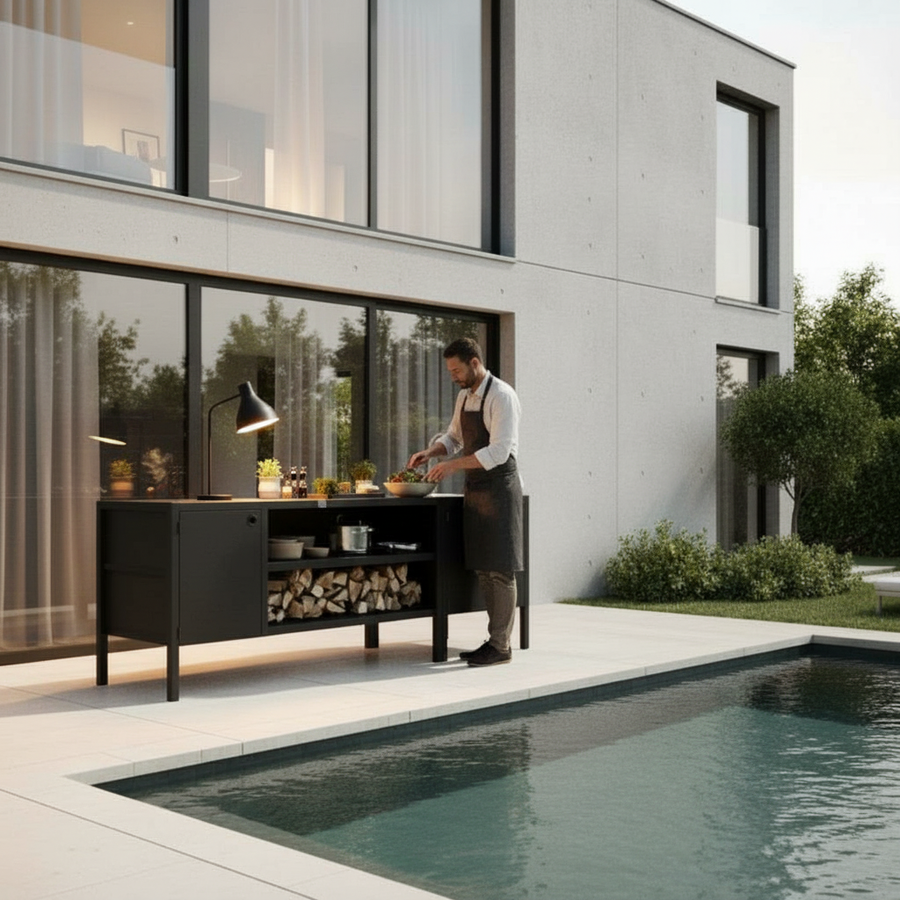 UMAMI udendørs køkkenpakke, vaskemodul samt modul 3, sort