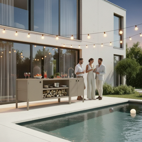 UMAMI utendørs kjøkkenpakke, vaskmodul samt modul 3, beige