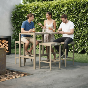 UMAMI barbord 123cm med 4 barstole, beige