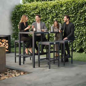 UMAMI barbord 123cm med 4 barstole, sort