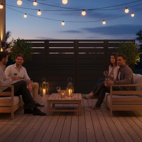 RAMA innsynsskjerm 4 seksjoner høy, svart, L320 x D30 x H153 cm