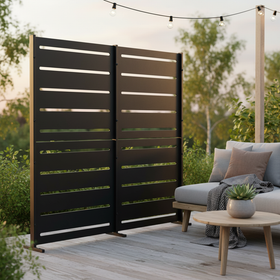 RAMA innsynsskjerm 2 seksjoner høy, svart, L160 x D30 x H153 cm