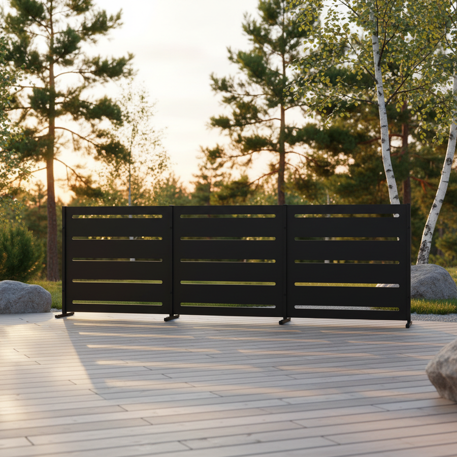 RAMA insynsskydd 3 sektion låg, svart, L240 x D30 x H80 cm