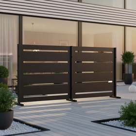 RAMA innsynsskjerm 2 seksjon lav, svart, L160 x D30 x H80 cm